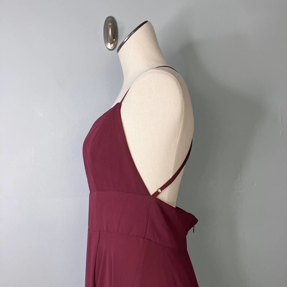 LULUS Dreamy Romance Burgundy Backless Spaghetti Strap Maxi Dress Women's Size L - Picture 13 of 16